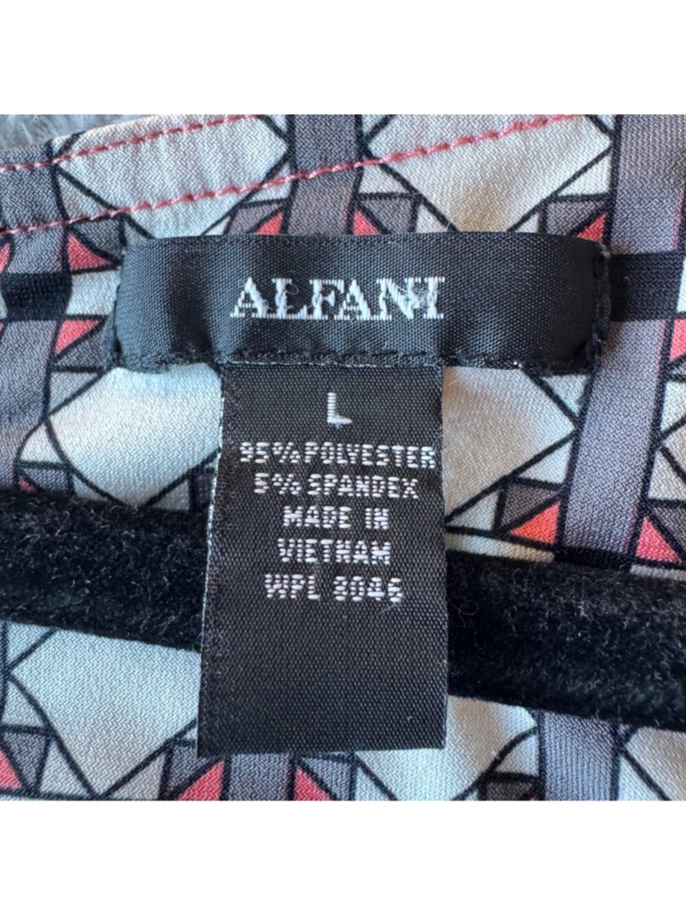 Womens Peach Grey Black Tunic Top L Alfani Geometric Print Bell Sleeve High-Low - Picture 5 of 12